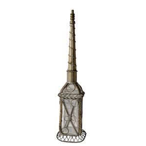 Vintage Moroccan Perfume Bottle Sprinkler Handmade Embossed Metal Work Rectangle
